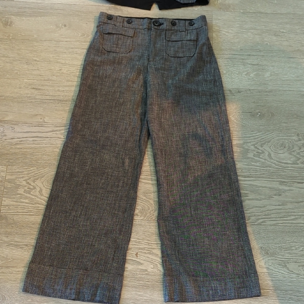 Cop.Copine Gray Trousers High-Rise Wide-Leg